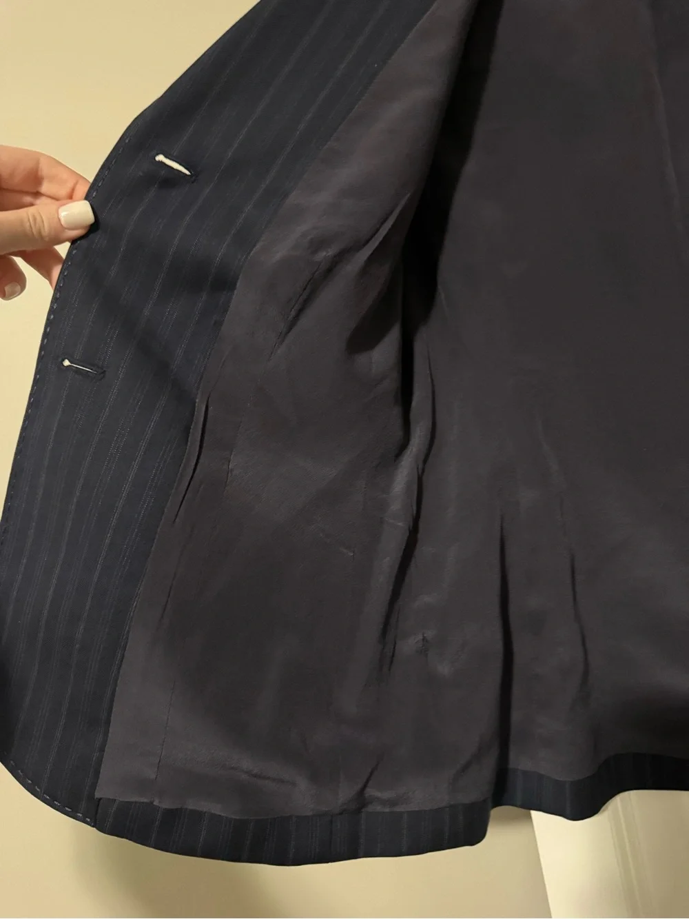 Brooks Brothers Women’s Navy Pinstripe Wool Pantsuit Blazer & Trousers Size 4